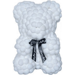 Αρκουδάκι Rose Bear Pom-Pom 26cm OEM - ΛΕΥΚΟ