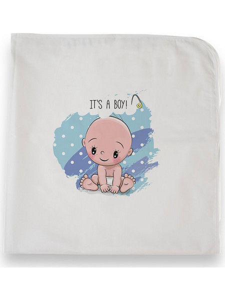 Bonjour Bebe Boy Baby Πάνα Αγκαλιάς Χασέ Λευκή 75x75cm