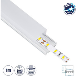 GloboStar(R) SURFACEPENDANT-PROFILE 70848-1M Προφίλ Αλουμινίου - Βάση & Ψύκτρα Ταινίας LED με Λευκό Γαλακτερό Κάλυμμα - Επιφανειακή & Κρεμαστή Χρήση - Πατητό Κάλυμμα - Λευκό - 1 Μέτρο - Μ100 x Π2.6 x