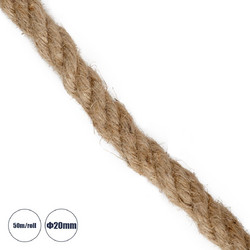 GloboStar DECOR-ROPE 35052 Εύκαμπτο Διακοσμητικό Σχοινί Τριχιά Πλεκτό 50 Μέτρα Διαμέτρου 20mm Μπεζ D20mm x L50m