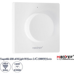 GloboStar 71443 K1 Mi-BOXER Ασύρματο Επιτοίχιο Χειριστήριο Dimmer RF 2.4Ghz για όλα τα Μονόχρωμα Mi-BOXER Controller DC 3V 1 x CR2032 - IP20 Λευκό Μ8.5 x Π8.5 x Υ2.5cm - 5 Years Warranty