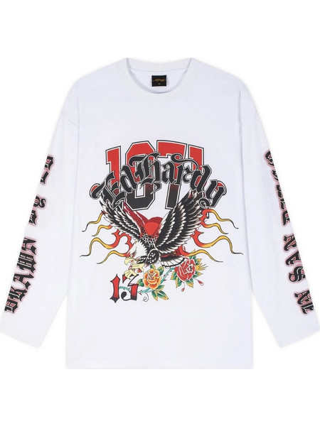 Ed Hardy 1971 Tattoo Eagle Ανδρική Μακρυμάνικη Μπλούζα - Λευκή