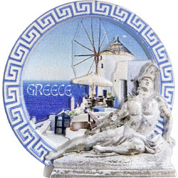 Μαγνητάκι Κεραμικό Greek Μύλος Άγαλμα 6,5x6,5cm SummerTiempo 623344