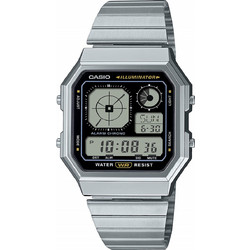 Casio Vintage Ψηφιακό Ανδρικό Ρολόι Χρονογράφος με Ασημί Μεταλλικό Μπρασελέ A-130WE-1AEF