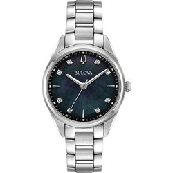 Bulova Diamond Sutton Γυναικείο Ρολόι με Ασημί Μεταλλικό Μπρασελέ 96P198