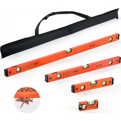 VEVOR Torpedo Level, 4 τεμαχίων (120/300/600/1000 mm) Σετ εργαλείων Magnetic Leveler από κράμα αλουμινίου, με διαφανή 3 πράσινα φιαλίδια, κρεμαστή τρύπα, μέτρηση πολλαπλών γωνιών δοκού κουτιού για ανα