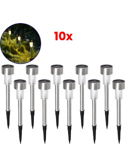 GloboStar(R) 71521-10 ΣΕΤ 10 Τεμαχίων Αυτόνομα Ηλιακά Φωτιστικά LED SMD 1W 40lm με Ενσωματωμένη Μπαταρία 600mAh - Φωτοβολταϊκό Πάνελ με Αισθητήρα Ημέρας-Νύχτας Αδιάβροχο IP65 Φανάρι Κήπου Στρογγυλό Θε