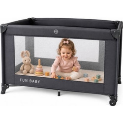 Παρκοκρέβατο μωρού αναδιπλούμενο Fun Baby 125x62x75cm σε γκρι
