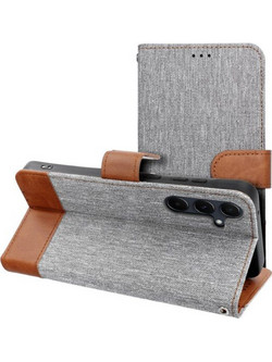 Tel1 Samsung Galaxy A52 4G / A52 5G / A52s Jeans Θήκη Βιβλίο - Gray Brown