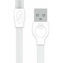 WK Flat USB 2.0 to micro USB Cable Λευκό 2m (WDC-023W)