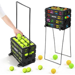 VEVOR Καλάθι Συλλογής Μπαλών Τένις και Pickleball με Ρόδες, Χωρητικότητα 80 Μπαλών WQSNLJSLTG80YLUBK001V0