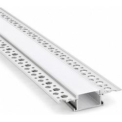 VenCore 9177-50004 - Recessed Aluminum Profile for Plasterboard 1M - Χωνευτό Προφίλ Αλουμινίου Γυψοσανίδας 1 Μέτρο με Press On Γαλακτερό Κάλυμμα - Μ100 x Π1.25 x Υ1.25cm