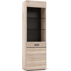 Βιτρίνα Μονόφυλλη Solo 60x41x197cm Sonoma με λεπτομέρειες Wenge