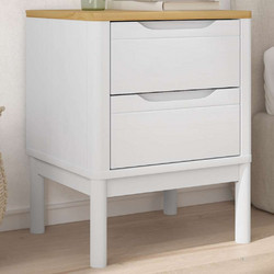 vidaXL Κομοδίνο FLORO 45x39x57 εκ. από Μασίφ Ξύλο Πεύκου - Λευκό