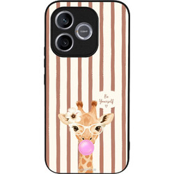 Sonique Stripe Stories Series Θήκη (Honor 600 Lite 5G) με Σχέδιο «Καφέ - Καμηλοπάρδαλη με Τσιχλόφουσκα»