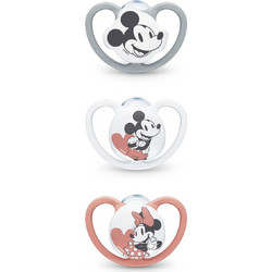 Nuk Space Disney Ανατομική Ορθοδοντική Πιπίλα Σιλικόνης 0-6m Mickey White