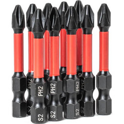 Amio - Μύτες Στρέψης Torsion PH2 HEX 1 4" 50mm Heavy Duty για Σταθερή Τοποθέτηση Εργαλείου & Καθημερινή Χρήση - Σετ 10 Τεμ