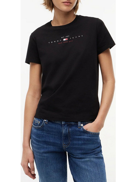 TOMMY JEANS TJW REG US LINEAR SS TEE DW0DW22789-BDS Black
