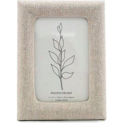 Κορνίζα μπεζ ύφασμα 10x15cm