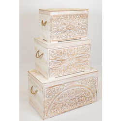 S/3 ΜΠΑΟΥΛΑ ΞΥΛΙΝΑ ΛΕΥΚΑ ΜΕ ΣΧΕΔΙΑ 72x40.5x41cm/ 55.5x33.5x36.5cm/ 47.5x26.5x31cm 752-28013 - Estheti - 752-28013