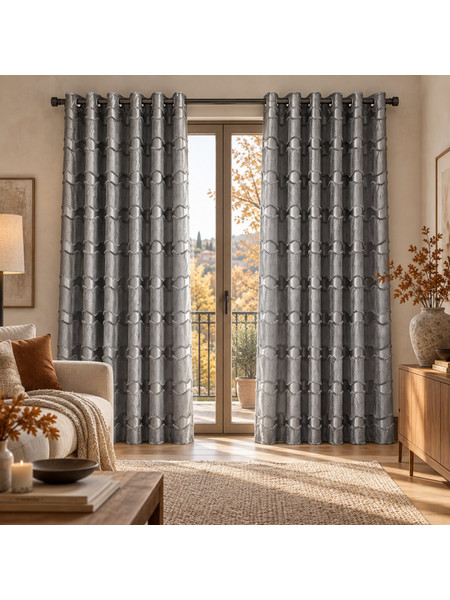 Aigostar Κουρτίνα Ζακάρ με Κρίκους 270x270cm Velora Γκρι