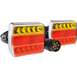 Amio - Σετ Φανάρια Πίσω Τρέιλερ LED Μαγνητικά 12V με Καλώδιο 7pin σε Compact Σχεδιασμό για Πλήρη Σήμανση και Εύκολη Τοποθέτηση σε Ρυμουλκούμενα - 1 Σετ (02141/AM)