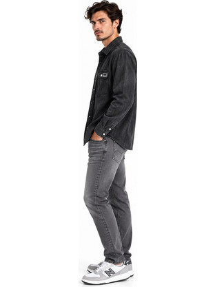 Ανδρικό τζιν overshirt μοτίβο νερά Μαύρο