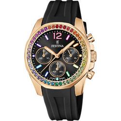 Festina Γυναικείο Ρολόι Χρονογράφος με Μαύρο Καουτσούκ Λουράκι F20611/3