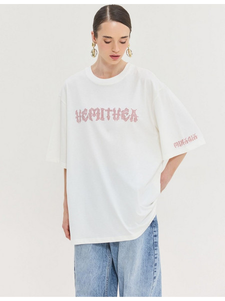 Hemithea Cheetah Oversized T-Shirt Metal Vibes Off White