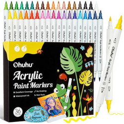 Μαρκαδόροι Ohuhu Markers ακρυλικοί σετ 36 χρωμάτων Cotton-core Brush & Fine