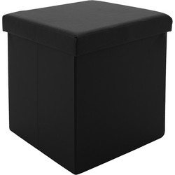 Σκαμπό-μπαούλο Crystal pakoworld pu μαύρο 38x38x38εκ - PAKOWORLD
