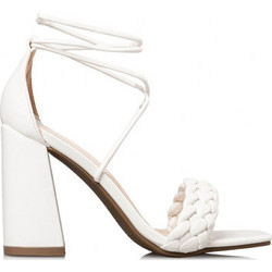 Envie Shoes Γυναικεία Πέδιλα Δερμάτινα Λευκά με Χοντρό Ψηλό Τακούνι E42-17164-33