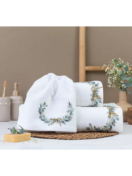 Πετσέτες Σετ 2ΤΜΧ Olivia 50 x 90 / 30 x 50 cm 100% Βαμβάκι Λευκό BOREA