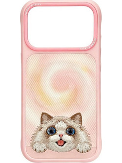 Nimmy Big Eyed Lying Ragdoll Cat MagSafe Back Cover Pink (iPhone 18 Pro Max / 17 Pro Max)