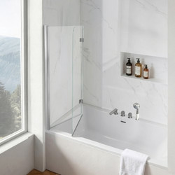 Πόρτα Ντουζιέρας Μπανιέρας VEVOR 1200 x 1400mm Ημι-Πλαισιωμένη Δίφυλλη Πόρτα Μπανιέρας, 6 mm Διαφανές Σκληρυμένο Γυαλί, Επίστρωση Nano Εύκολης Καθαριότητας, Αναδίπλωση 180 Ρυθμιζόμενη Ταινία Σφράγισης