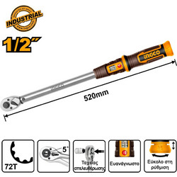 Ingco Δυναμόκλειδο Καστάνια 1/2 (40-220Nm) - HPTW1220N8