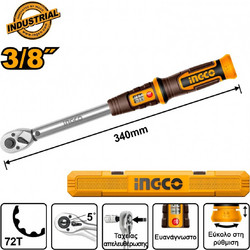 Επαγγελματικό Δυναμόκλειδο Ingco HPTW3860N8 - 3/8'' - 34cm - Εύρος Ροπής 10-60Nm HPTW3860N8