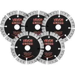 Λεπίδες διαμαντιών VEVOR 125 mm, Λεπίδα κοπής 5-pack Wall Chaser Saw, Arbor 20 mm, Διαμαντένια τμήματα υψηλής σκληρότητας, Πυρήνας χάλυβα 65Mn, Ξηρή υγρή κοπή, Καθαρές άκρες για τσιμέντο από τσιμέντο