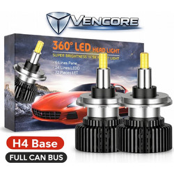 VenCore 3126-10202 - H4 - Ζεύγος Λαμπτήρων LED για Βάση H4 Κυρίως Φωτισμού Αυτοκινήτου η Μοτοσυκλέτας 45 Watt CanBus 4th Gen 18800 (9400+9400) Lumen 1