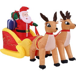 VenCore 8979-10005 - Santa Claus With Sleigh and Reindeers 1.8m - Χριστουγεννιάτικη Φιγούρα Φουσκωτή Αγιου Βασίλη με Σκύλο και Δεντρο Εξωτερικού Χώρου