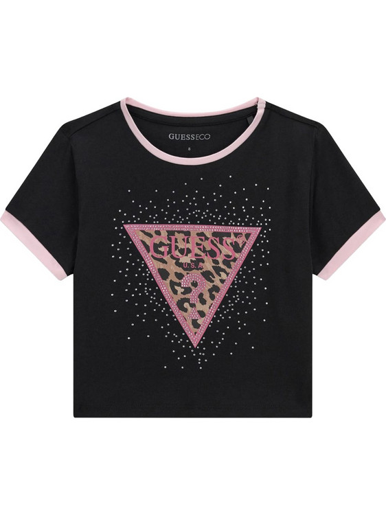 Guess Crop Παιδικό T-Shirt Κοντομάνικο Μαύρο J6YI11K3716-JBLK