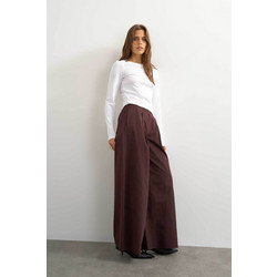 Topshop Wide Leg Ara Γυναικείο Παντελόνι Καφέ 31002170