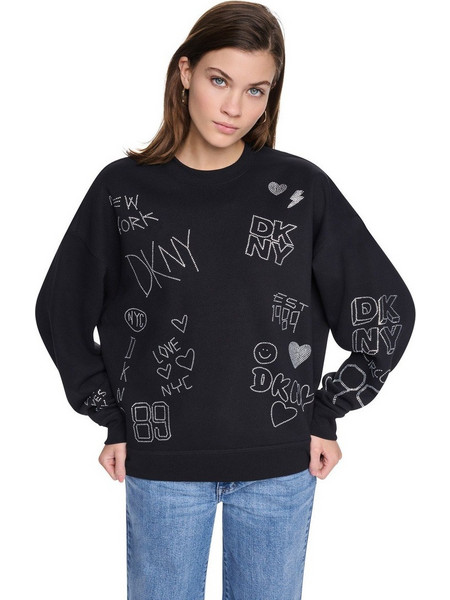 Μπλούζα Μακρυμάνικη Dkny LOGO DJ6T1840-BLK Γυναικείο
