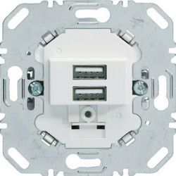 230 V USB charging socket outlet, 2gang, 3.0A, angular supporting ring