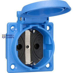 SCHUKO built-in socket outlet, blue, IP54, with screw fastening