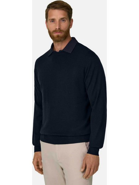 Boggi Milano Ανδρική Μπλούζα Polo Μακρυμάνικη Navy Μπλε BO26A018601