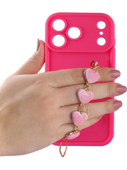 Volte-Tel Silicon TPU με Ιμάντα Θήκη Pink with Pink Hearts (iPhone 18 Pro)