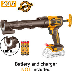 Ingco SOLO Πιστόλι Σιλικόνης Μπαταρίας 20V Li-Ion (300ml) - CCGLI2002