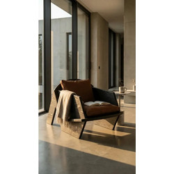 Stewe Home Πολυθρόνα Λινή Μαύρη 65x60x60cm 885698