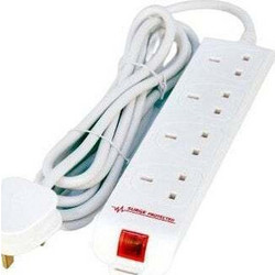 MicroConnect Πολύπριζο 4 Θέσεων με Προστασία Υπερτάσης και Καλώδιο 2m (Type G) - Λευκό